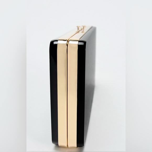 Zara black and gold box bag with gold chain strap (has minor scratches) - Picture 4 of 5